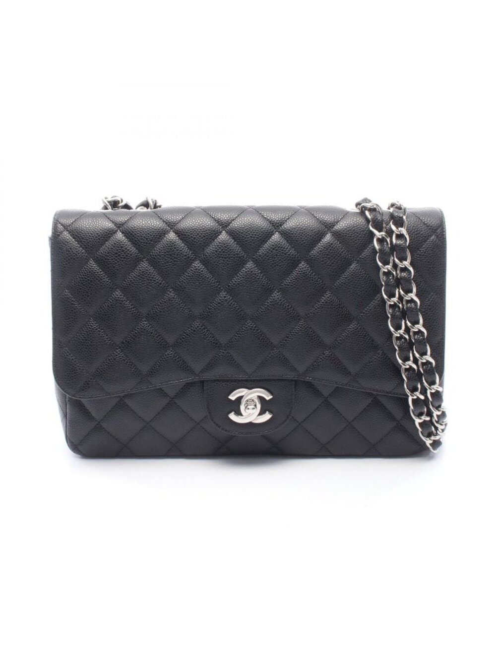 Chanel Shoulder Bag Maxi Quilted 30 Single Flap Black Calf Chain